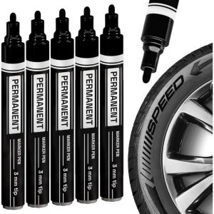 imageARTISTRO 5 OilBased Permanent Paint Markers  Medium Tip Markers for Tire Wood Rock Fabric Glass Ceramic Metal Plastic ampamp More  Quick Dry Waterproof MulticolorBlack