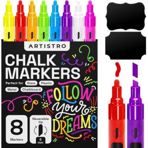imageARTISTRO 8 Liquid Chalk Window Markers for Car Glass Washable  Jumbo Tip 15 mm  Vibrant Erasable NonToxic Markers for Glass Signs Windows Cars Chalkboard for Kids ampamp AdultsMulticolor