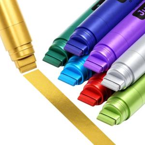 imageARTISTRO 8 Metallic Poster Markers  Jumbo Markers Set with 15mm Wide Jumbo Tip for Murals Posters Tagging Rock Wood Plastic Leather Metal Fabric Ceramic8 Jumbo