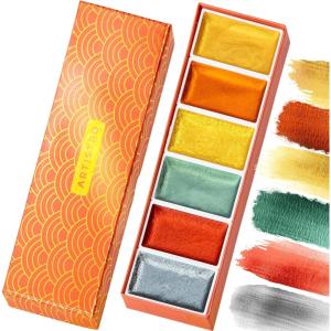 imageARTISTRO Professional Watercolor Paint Set for Adults  24 PigmentRich Colors XL Pans ASTMI Lightfastness High Tinting Strength Watercolor Set for Professionals made by ProfessionalsMetallic