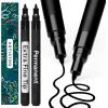 imageARTISTRO 2 Silver Permanent Marker  Waterproof Markers for Tire Fabric Rocks Glass Ceramic Wood Paper  Oil Based Paint Pens  ExtraFine Tip 07mmBlack