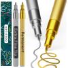 imageARTISTRO 2 Silver Permanent Marker  Waterproof Markers for Tire Fabric Rocks Glass Ceramic Wood Paper  Oil Based Paint Pens  ExtraFine Tip 07mmSilver  Gold