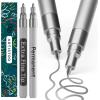 imageARTISTRO 2 Silver Permanent Marker  Waterproof Markers for Tire Fabric Rocks Glass Ceramic Wood Paper  Oil Based Paint Pens  ExtraFine Tip 07mmSilver