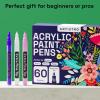 imageARTISTRO 60 Acrylic Paint Pens Art Set Acrylic Paint Markers Fabric Markers for Textile Canvas Rock Glass Wood Paper Pumpkin DIY Paint Markers for Kids and Adults60 Extra Fine Tip