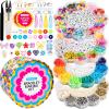 imageARTISTRO Bracelet Making Kit  Friendship Bracelet Kit for Jewelry Making with Pearl Beads Clay Beads Letters Stars Flowers Hearts  Pink Kandi Beads Set for Girls Boys and AdultsMulticolor