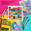 imageARTISTRO Dual Tip Acrylic Paint Markers  Easy for All Ages ampamp Levels Acrylic Paint Pens for Fabric Rocks Paper Wood Canvas Glass DIY Dual Tip Brush  Fine 72