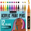imageARTISTRO Watercolor Brush Pens 48 Colors Set  2 Water Brush Pens with 12 Set Acrylic Paint Pens Medium Tip