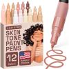 imageARTISTRO 12 Skin Tones Acrylic Paint Markers Waterbased Extrafine Tip  MultiSurface Paint Pens in Soft Colors