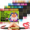 imageARTISTRO 144 Colors Paint Markers DualColor Acrylic Pens with 72 Brush Dual Tip Markers Double Tipped for Rocks ampamp Art Supplies