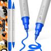 imageARTISTRO 2 Blue Acrylic Paint Pens Acrylic Paint Markers Dual Tip Brush  Fine 1 mm Canvas Rock Glass Wood Paper DYI Markers for Kids and Adults