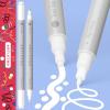 imageARTISTRO 2 White DualTip Acrylic Paint Pens  Multisurface Markers for Fabric Plastic ampamp More 5mm Dot  1mm Fine Tips