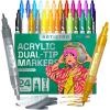 imageARTISTRO 24 DualTip Acrylic Paint Markers  Medium  Fine Tip Combo  22 Bright Colors  2 Metallic Chrome Paint Pens24 Acrylic Markers