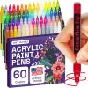 imageARTISTRO 60 Acrylic Paint Pens Art Set Acrylic Paint Markers Fabric Markers for Textile Canvas Rock Glass Wood Paper Pumpkin DIY Paint Markers for Kids and Adults60 Extra Fine Tip
