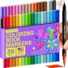 imageARTISTRO 72 Brush Marker Pens Coloring Markers for Adults Brush Tip ampamp 04mm Fineliner Pens Coloring Markers No Bleeding36 dual tip brush  fineliner