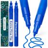 imageARTISTRO Blue Permanent Marker  Set of 2 Black Paint Pen Oil Based Paint Markers ExtraFine Tip 07mm Waterproof Quick Dry Black Marker for Rock Painting Ceramic Glass Wood Tire Fabric ampamp More