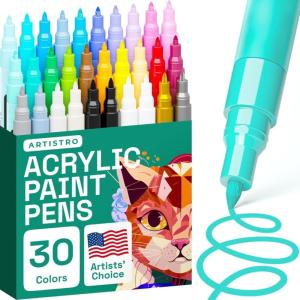 imageARTISTRO 60 Acrylic Paint Pens Art Set Acrylic Paint Markers Fabric Markers for Textile Canvas Rock Glass Wood Paper Pumpkin DIY Paint Markers for Kids and Adults30 Extra Fine Tip