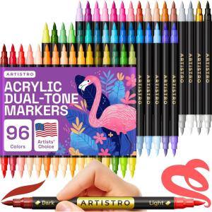 imageARTISTRO 88 Colors Paint Markers DualColor Acrylic Pens with 44 Brush Dual Tip Markers Double Tipped for Rocks ampamp Art Supplies