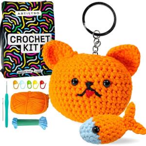 imageARTISTRO Crochet Kit for Beginners  AllIncluded Knitting Kit with 30 Extra Yarn Beginner Crochet Kit for Adults ampamp Kids with Tutorials  Knitting ampamp Crochet Supplies for Making Crochet AnimalsCat