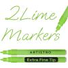 imageARTISTRO 2 Light Green Acrylic Paint Markers  07mm Lime Extra FineTip Paint Pens  Perfect for Crafting Art Projects ampamp More
