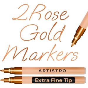 imageARTISTRO 2 Rose Gold Acrylic Paint Markers  07mm Extra FineTip Paint Pens  Perfect for Crafting Art Projects ampamp More