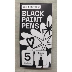 imageARTISTRO 5 Black Acrylic Paint Markers  Brush Tip Paint Pens with Automatic Ink Control System for Rock Egg Wood Fabric Glass  Perfect for Crafting Art Projects ampamp More