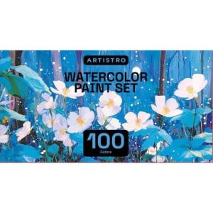 imageARTISTRO 100 Watercolor Paint Set Vivid Colors in Portable Box Palette set Perfect Travel Watercolor Set for Artists Amateur Hobbyists and Painting