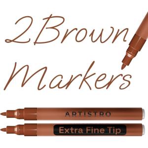 imageARTISTRO 2 Brown Acrylic Paint Markers  07mm Extra FineTip Paint Pens  Perfect for Crafting Art Projects ampamp More