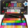 imageARTISTRO 72 DualTip Fabric Markers  Fabric Decorating Kit  Permanent for Clothes  No Bleed Pens for TShirts Bags Textile Canvas and More Brush Tip and Fine Tip