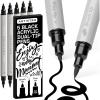 imageARTISTRO 5 White Dual Tip Brush  Fine Acrylic Paint Markers  Easy for All Ages ampamp Levels Paint Pens for Fabric Rock Glass DIY  Halloween Pumpkin Painting Kit Art Supplies Christmas Gift5