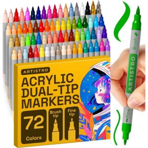 imageARTISTRO 5 White Dual Tip Brush  Fine Acrylic Paint Markers  Easy for All Ages ampamp Levels Paint Pens for Fabric Rock Glass DIY  Halloween Pumpkin Painting Kit Art Supplies Christmas Gift72