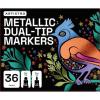 imageARTISTRO 36 Metallic DualTip Acrylic Paint Markers for Rock Canvas Glass Wood ampamp More Fine  Dot Tips