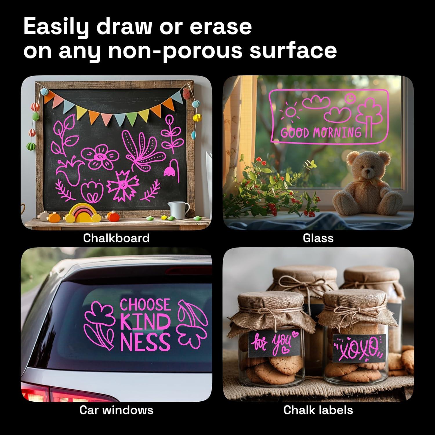 imageARTISTRO 2 Pink Neon Chalk Markers  Erasable Chalk Pens with 6mm Reversible Tip for Blackboard Chalkboard Car Window Glass  Liquid Chalk Markers Ideal China Marker Restaurants ampamp Bistro