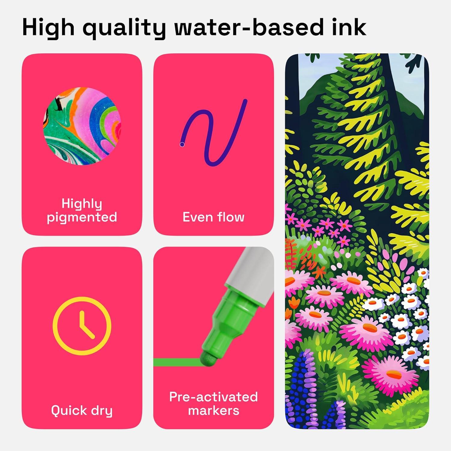 imageARTISTRO 48 Colors Acrylic Paint Pens Dual Tip Art Set Fine 1mm  Dot 5mm for Fabric Canvas Rock Glass Wood Paper DIY for Kids and Adults