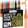 imageARTISTRO 15 Acrylic Paint Markers for Fabric Rocks Paper Wood Canvas Glass DIY  Safe for Kids Dual Tip Acrylic Paint Pens Fine Tip 12