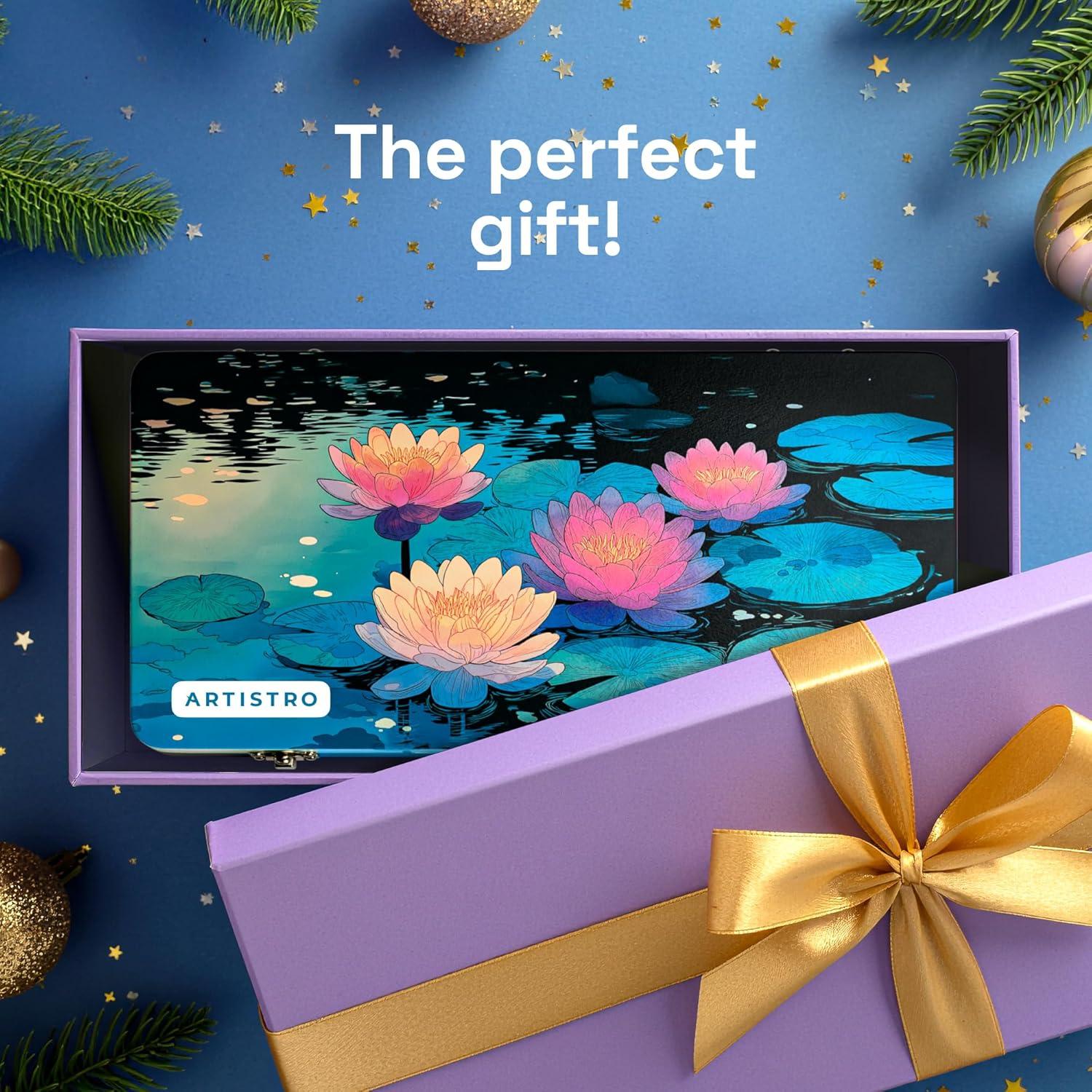 imageARTISTRO Deluxe Watercolor Paint Set with 168 Colors  Vivid Colors in a Portable Box  Travel Watercolor Set with Complete Palette