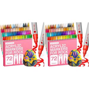 imageARTISTRO 72 Rock Acrylic Paint Markers  Rock Painting Kit for Arts amp Crafts  Dual Tip Acrylic Paint Pens Pack of 2