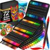 imageARTISTRO 72 DualTip Acrylic Paint Pens With Storage Bag for Calligraphy  Markers With Brush  Fine Precision Tips  Multisurface Painting for Fabric Rock Glass Wood amp More