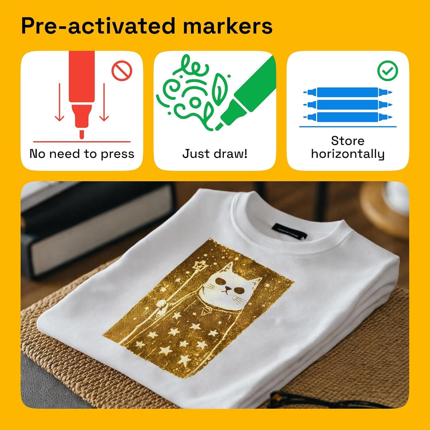 imageARTISTRO 2 White DualTip Fabric Markers  Fabric Decorating Kit  Permanent for Clothes  Acrylic Paint Pens for Sneakers Bags Shoes Textile Canvas Sewing Craft DIY  Brush and Fine Tip2