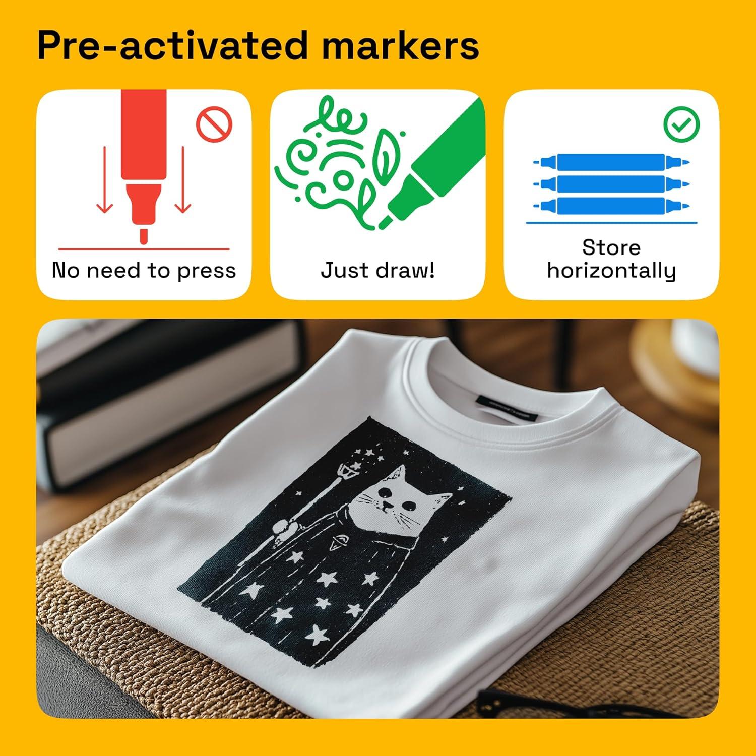 imageARTISTRO 2 White DualTip Fabric Markers  Fabric Decorating Kit  Permanent for Clothes  Acrylic Paint Pens for Sneakers Bags Shoes Textile Canvas Sewing Craft DIY  Brush and Fine Tip2