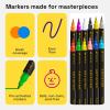 imageARTISTRO 2 White DualTip Fabric Markers  Fabric Decorating Kit  Permanent for Clothes  Acrylic Paint Pens for Sneakers Bags Shoes Textile Canvas Sewing Craft DIY  Brush and Fine Tip12