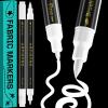 imageARTISTRO 2 White DualTip Fabric Markers  Fabric Decorating Kit  Permanent for Clothes  Acrylic Paint Pens for Sneakers Bags Shoes Textile Canvas Sewing Craft DIY  Brush and Fine Tip2