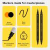 imageARTISTRO 2 White DualTip Fabric Markers  Fabric Decorating Kit  Permanent for Clothes  Acrylic Paint Pens for Sneakers Bags Shoes Textile Canvas Sewing Craft DIY  Brush and Fine Tip2