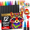 image:imageARTISTRO 12 Acrylic Paint Markers  Paint Pens for Drawing Brush  Fine Tips  For Fabric Rock Glass Wood DIY Eggs  Art amp Craft Supplies for Adults Teens Kids  Easter Basket Stuffers