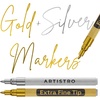 image:imageARTISTRO 2 Glitter Gold Acrylic Paint Markers  07mm Extra FineTip Paint Pens  Perfect for Crafting Art Projects amp MoreGold  Silver