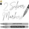 image:imageARTISTRO 2 Glitter Gold Acrylic Paint Markers  07mm Extra FineTip Paint Pens  Perfect for Crafting Art Projects amp MoreSilver