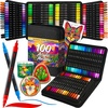 image:imageARTISTRO 100 DualTip Acrylic Paint Pens With Storage Bag  Markers With Brush  Fine Precision Tips  Multisurface Painting for Fabric Rock Glass Wood amp More