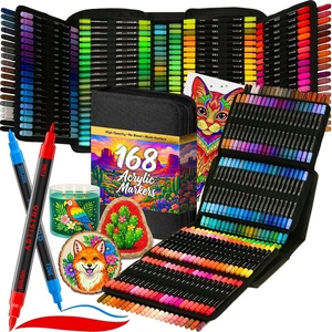 image:imageARTISTRO 168 DualTip Acrylic Paint Pens With Storage Bag  Markers With Brush  Fine Precision Tips  Multisurface Painting for Fabric Rock Glass Wood amp More