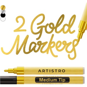 image:imageARTISTRO 2 Glitter Gold Acrylic Paint Markers  07mm Extra FineTip Paint Pens  Perfect for Crafting Art Projects amp MoreGold