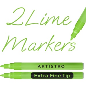 image:imageARTISTRO 2 Glitter Gold Acrylic Paint Markers  07mm Extra FineTip Paint Pens  Perfect for Crafting Art Projects amp MoreLight Green