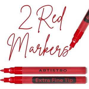 image:imageARTISTRO 2 Glitter Gold Acrylic Paint Markers  07mm Extra FineTip Paint Pens  Perfect for Crafting Art Projects amp MoreRed